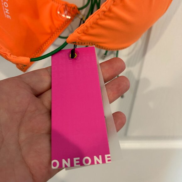 OneOne NWT Orange Tie String Bikini Top, M - Picture 6 of 7